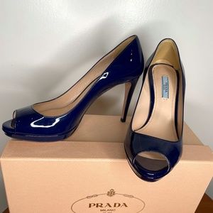 Blue Prada peep toe high-heels